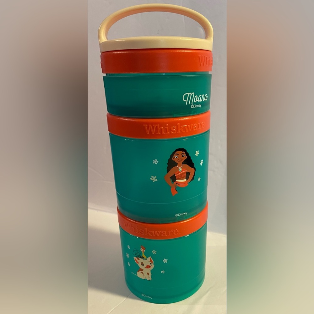 Disney Princess 3-piece Snack Stacks Moana Teal with Orange Lids & Handle